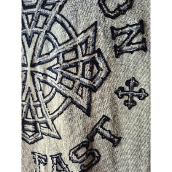 Affliction Y2k Live Fast Mens t-shirt size large army green 100% cotton - Picture 4 of 5